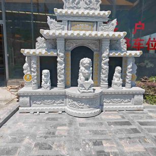 驻马店芝麻白中国黑石材套墓 花岗岩墓碑