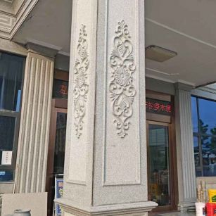 驻马店芝麻白别墅雕刻柱子  黄金麻